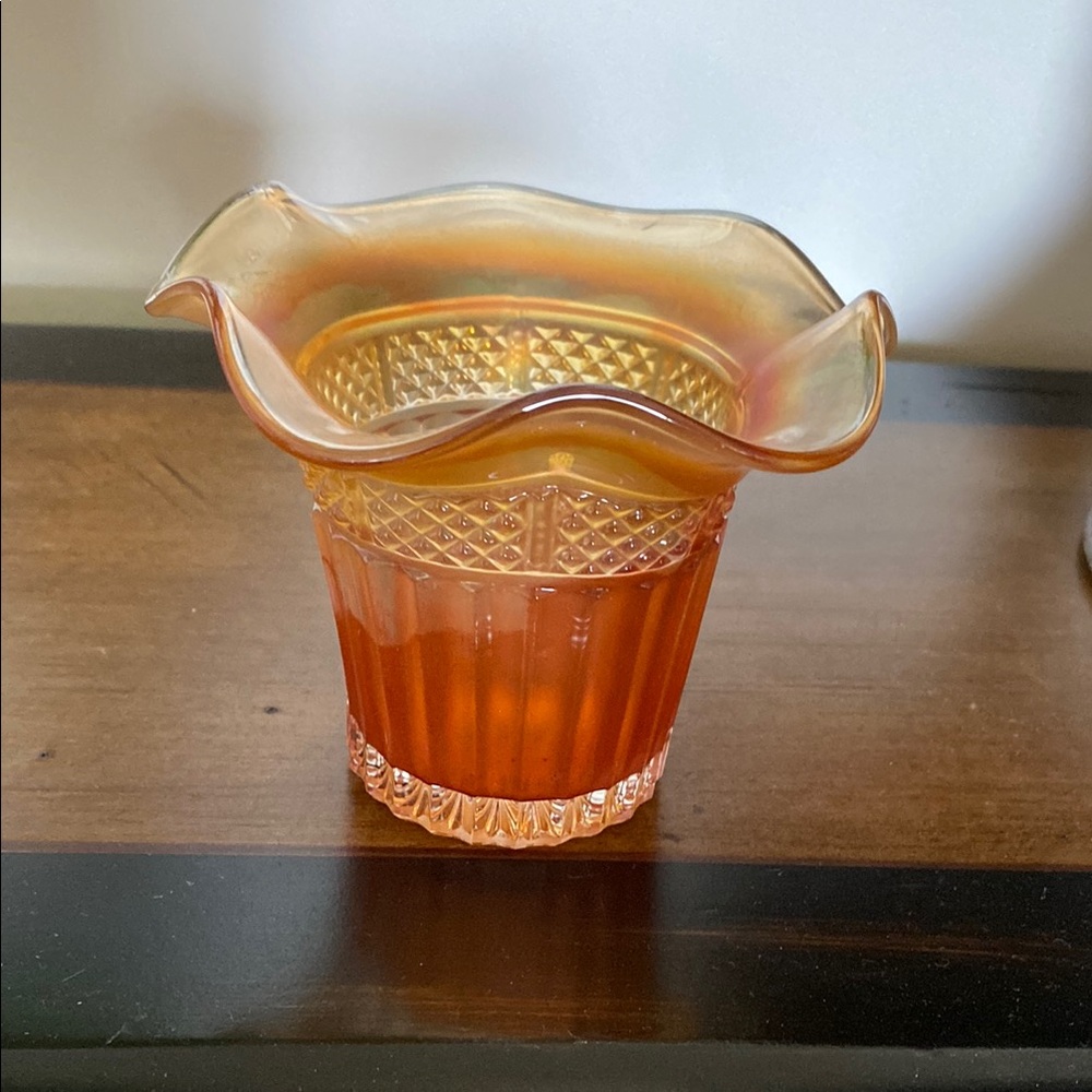Vintage Northwood Carnival Glass Marigold Hat Vase!